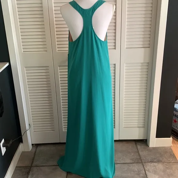 Jarlo Marnie Maxi Dress Women’s Green Chevron Racerback Colorblock NWT Size M