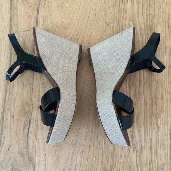 JCREW Patent Leather Strap Wedges
