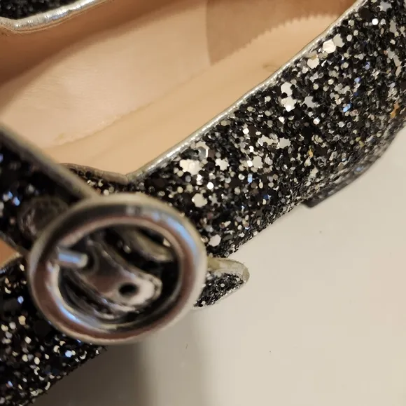J.Crew Silver/Gunmetal Glitter Pointy-Toe Mary Jane Flats Sz.7.5 Ret.$175