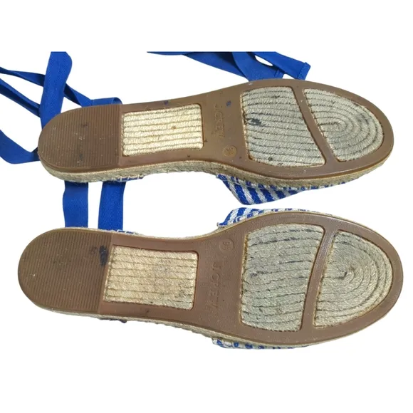 J.Crew Striped d'Orsay Lace-up Espadrilles Size 9.5 Nautical Shoes Flats