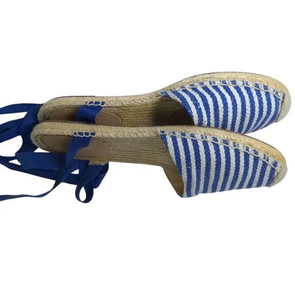 J.Crew Striped d'Orsay Lace-up Espadrilles Size 9.5 Nautical Shoes Flats