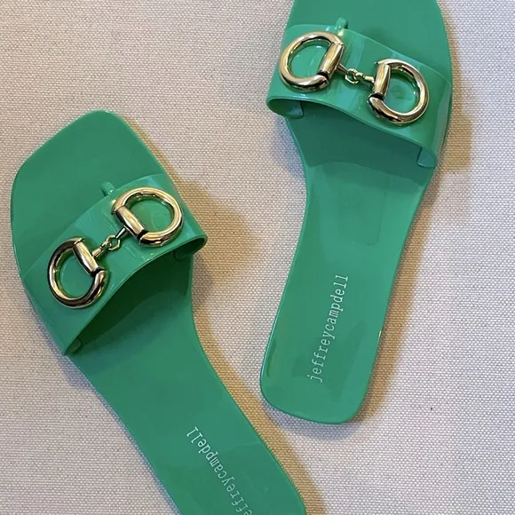 JEFFREY CAMPBELL Annia Horsebit Green Flat Sandals - Women’s Size 7 - New