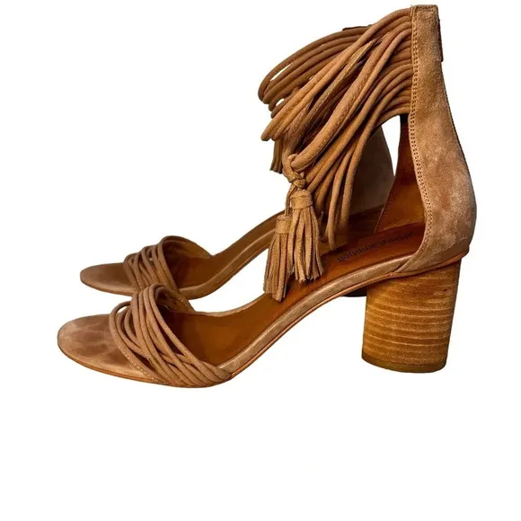 Jeffrey Campbell Pallas Rope Heels Strappy Block Heel Back Zipper Suede Size 10