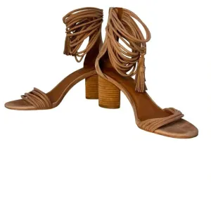 Jeffrey Campbell Pallas Rope Heels Strappy Block Heel Back Zipper Suede Size 10