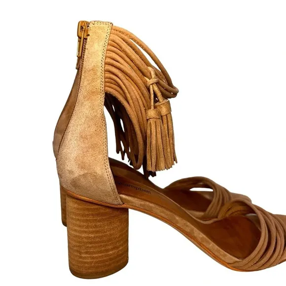 Jeffrey Campbell Pallas Rope Heels Strappy Block Heel Back Zipper Suede Size 10