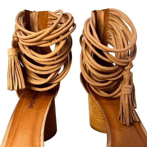 Jeffrey Campbell Pallas Rope Heels Strappy Block Heel Back Zipper Suede Size 10