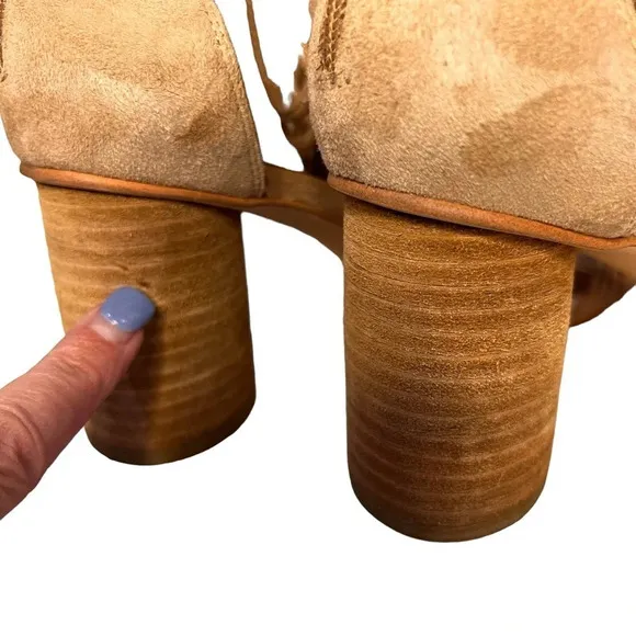Jeffrey Campbell Pallas Rope Heels Strappy Block Heel Back Zipper Suede Size 10