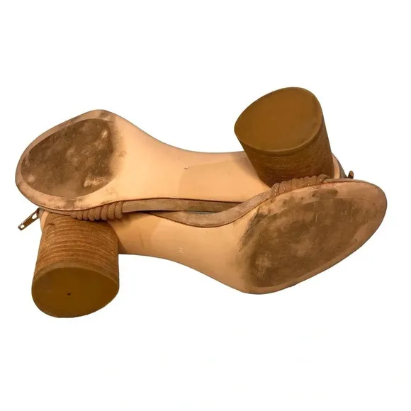 Jeffrey Campbell Pallas Rope Heels Strappy Block Heel Back Zipper Suede Size 10