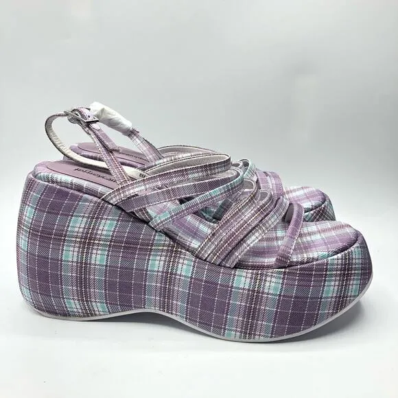 Jeffrey Campbell Vibez Strappy Plaid Platform Sandals Lilac US 7