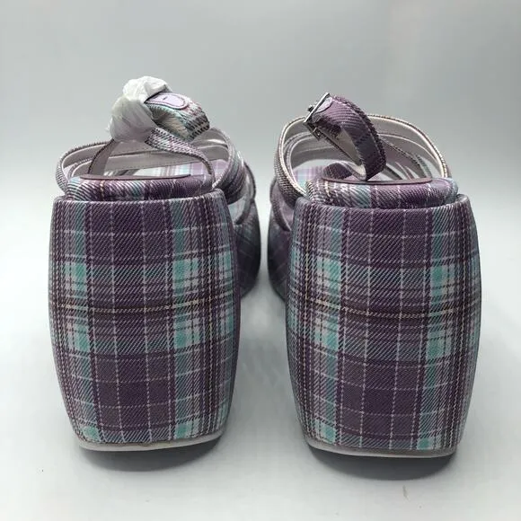 Jeffrey Campbell Vibez Strappy Plaid Platform Sandals Lilac US 7