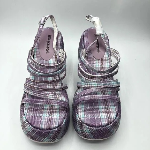 Jeffrey Campbell Vibez Strappy Plaid Platform Sandals Lilac US 7