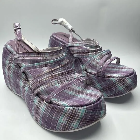 Jeffrey Campbell Vibez Strappy Plaid Platform Sandals Lilac US 7