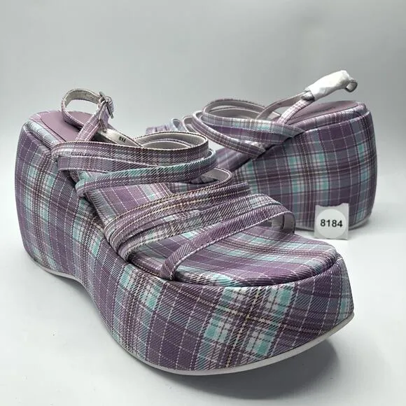 Jeffrey Campbell Vibez Strappy Plaid Platform Sandals Lilac US 7