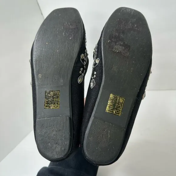 Jeffrey Campbell Womens size 6.5 Embellished Ballet Flats Black Beaded Crystals