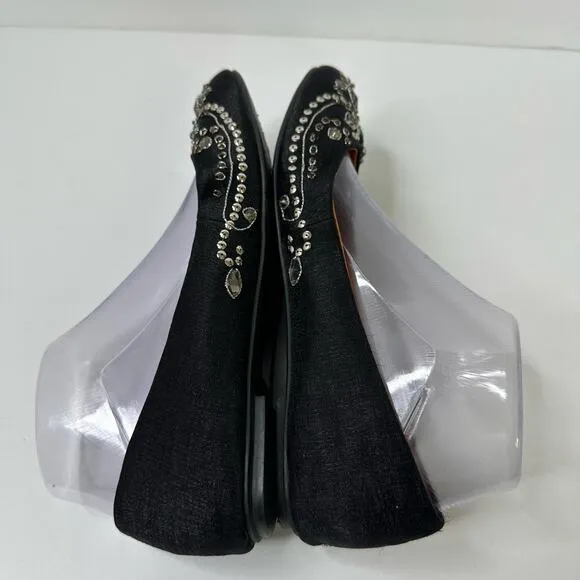 Jeffrey Campbell Womens size 6.5 Embellished Ballet Flats Black Beaded Crystals