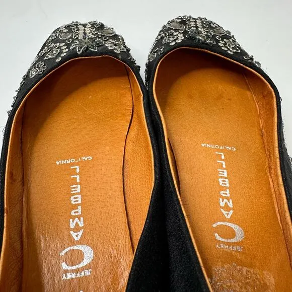 Jeffrey Campbell Womens size 6.5 Embellished Ballet Flats Black Beaded Crystals