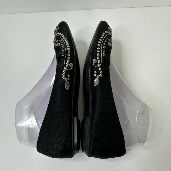Jeffrey Campbell Womens size 6.5 Embellished Ballet Flats Black Beaded Crystals
