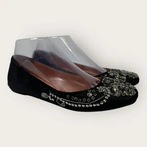 Jeffrey Campbell Womens size 6.5 Embellished Ballet Flats Black Beaded Crystals