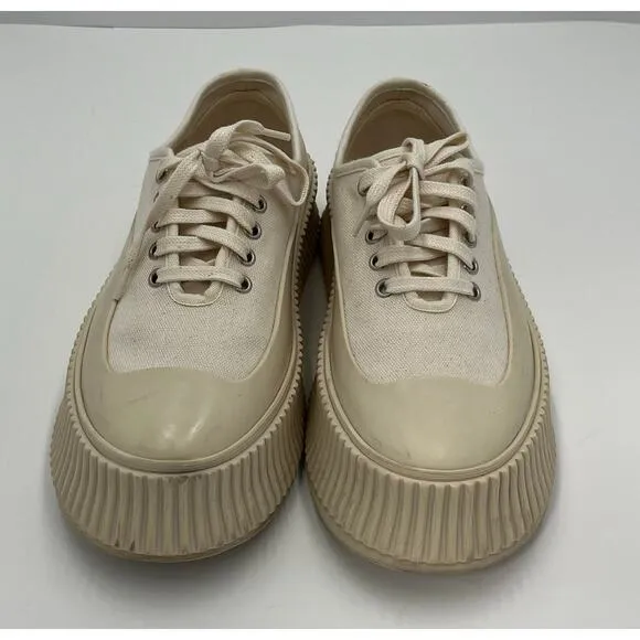 Jil Sander Chunky Rubber Toe/Sole Canvas Sneakers Sand /Beige Size EU 39/US 9