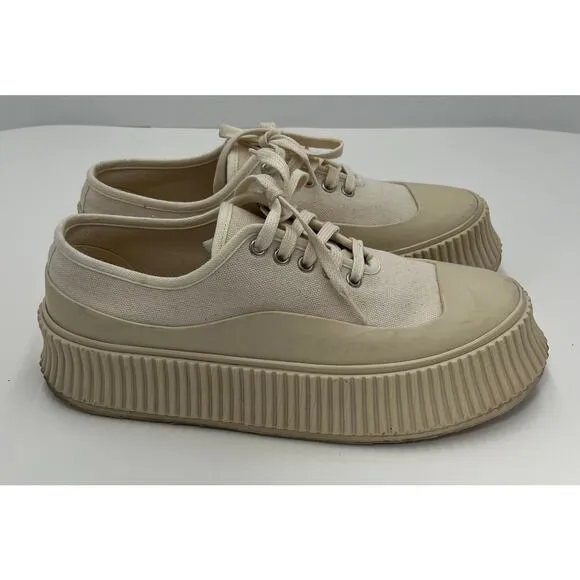 Jil Sander Chunky Rubber Toe/Sole Canvas Sneakers Sand /Beige Size EU 39/US 9