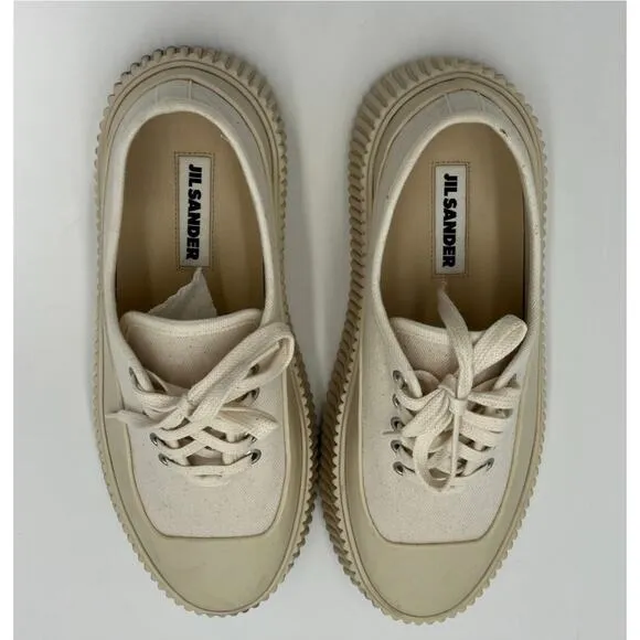 Jil Sander Chunky Rubber Toe/Sole Canvas Sneakers Sand /Beige Size EU 39/US 9