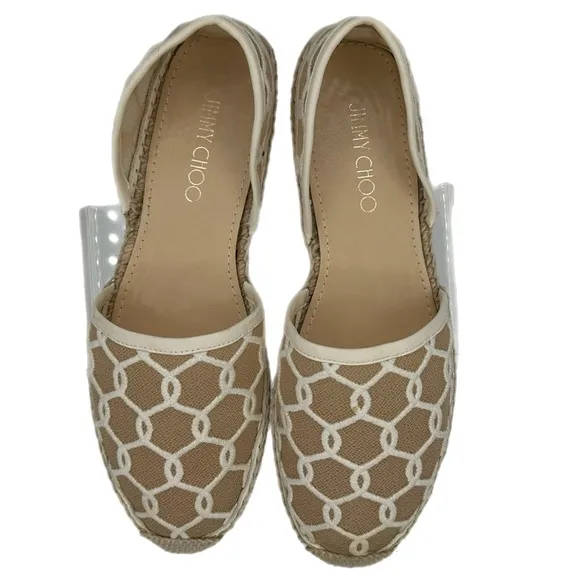 Jimmy Choo DREYA Chain Embroidered Lace Espadrille Size 39 EU-