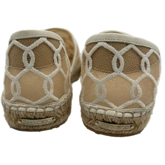 Jimmy Choo DREYA Chain Embroidered Lace Espadrille Size 39 EU-