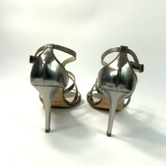 Jimmy Choo Stiletto Size 7M Pewter Calfskin Formal Sandals