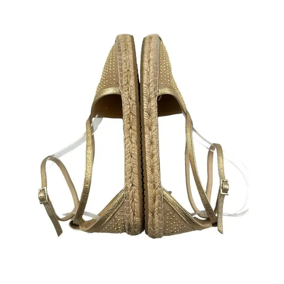 Jimmy Choo Suede &amp; Leather Gold Studded Accents espadrille size 38/7.5 US