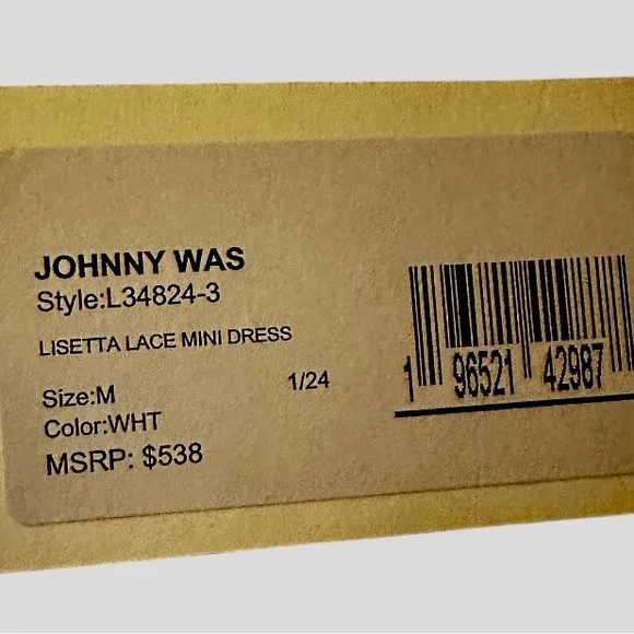 Johnny Was Lisetta Lace Mini Dress Size Medium.