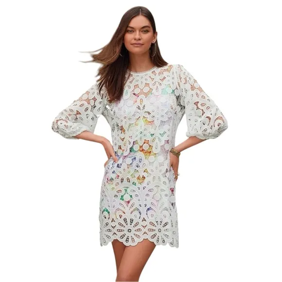 Johnny Was Lisetta Lace Mini Dress Size Medium.