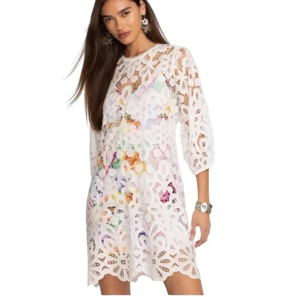 Johnny Was Lisetta Lace Mini Dress Size Medium.
