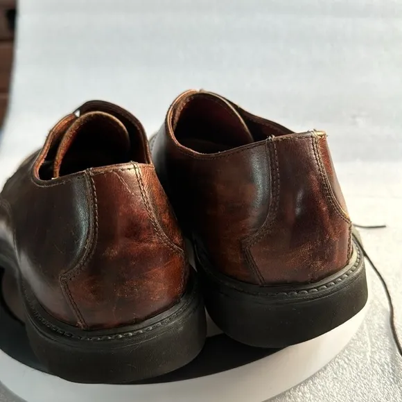 Johnston &amp; Murphy 8 Men’s Loafers Brown Leather Made in Italy Lace Up Dress Shoe