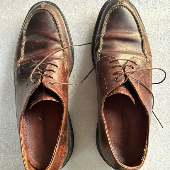 Johnston &amp; Murphy 8 Men’s Loafers Brown Leather Made in Italy Lace Up Dress Shoe