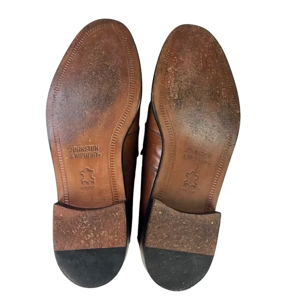 Johnston &amp; Murphy Brown Leather Dress Shoes‎ Tassel Loafers Mens Size 9.5