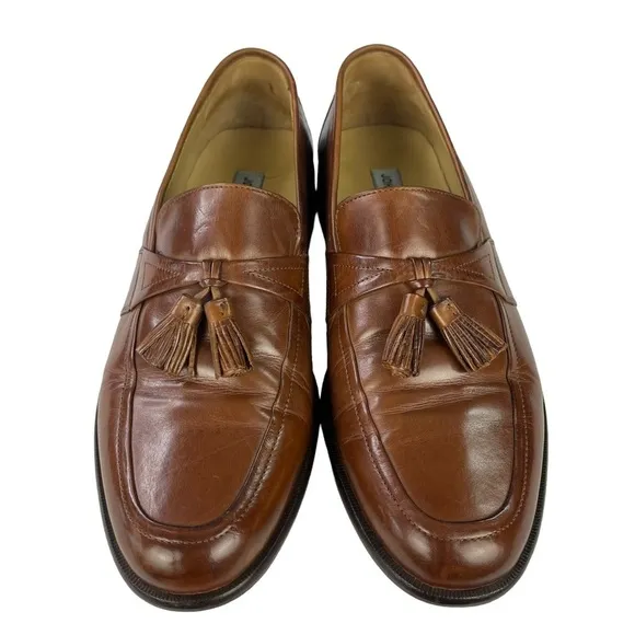 Johnston &amp; Murphy Brown Leather Dress Shoes‎ Tassel Loafers Mens Size 9.5