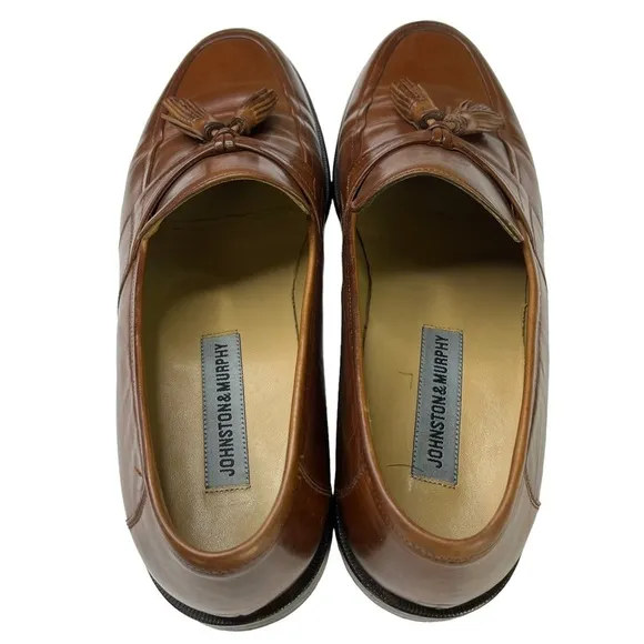 Johnston &amp; Murphy Brown Leather Dress Shoes‎ Tassel Loafers Mens Size 9.5