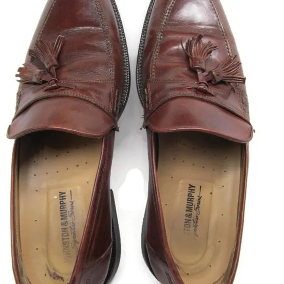 Johnston Murphy Mens Brown Tassel Loafers 10 M