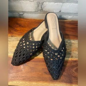 Joie, Behold Pointed Toe Woven Mules/Slides/Flats,  Black Sz 7 &amp; 7.5, NWT