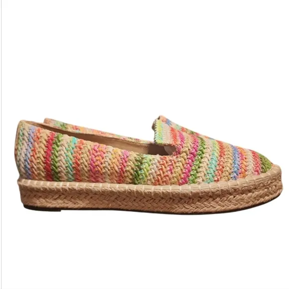 Joie Cara Colorful raffia espadrilles Woven Platform Sz9 Boho Coastal Cool Beach