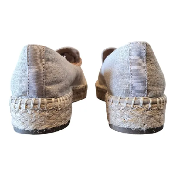 Joie Cara Ivory Gold Sparkle Canvas Platform Espadrilles 9