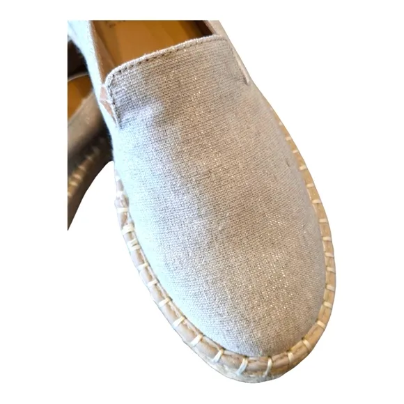 Joie Cara Ivory Gold Sparkle Canvas Platform Espadrilles 9