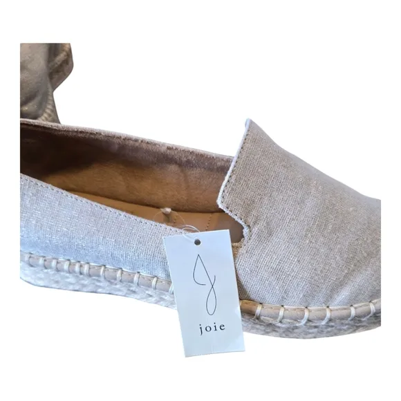 Joie Cara Ivory Gold Sparkle Canvas Platform Espadrilles 9