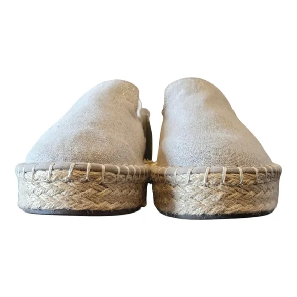 Joie Cara Ivory Gold Sparkle Canvas Platform Espadrilles 9