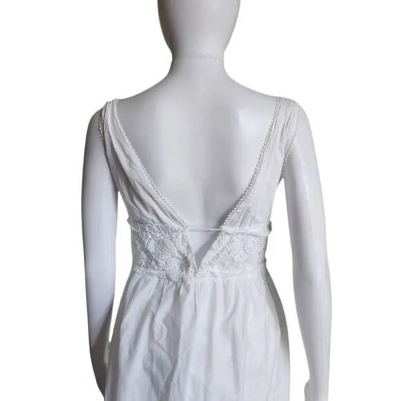 Jonathan Simkhai White Waverly Floral Smocked Maxi Sz XS Eyelet Lace Boho Cotton