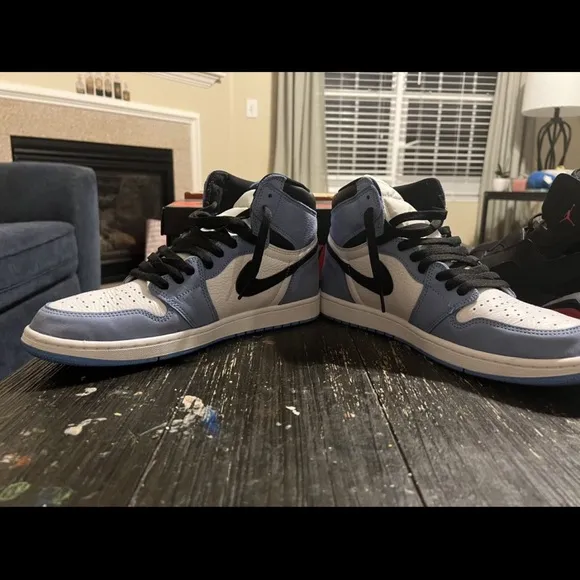 Jordan Blue and White High-Top Sneakers