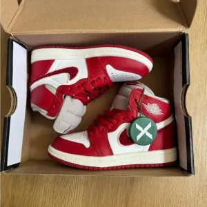 Jordan Red and White Classic High-Top Sneakers
