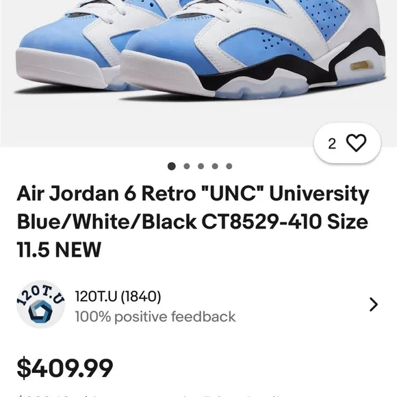 Jordan retro 6 UNC