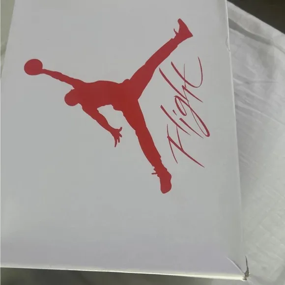 Jordan White and Red High-Top Sneakers with Retro Design
