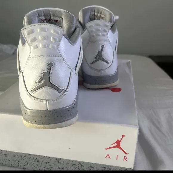 Jordan White and Red High-Top Sneakers with Retro Design